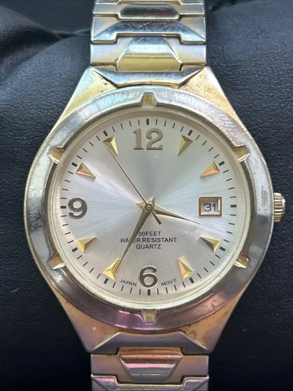 Advance Two Tone Men’s Stretch Band Quartz Watch
